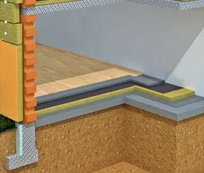 Obrázek - Zateplení podlahy na zemině se provádí bud z extrudovaného polystyrenu nebo desek z MW určené pro podlahy (grafika: rockwool)